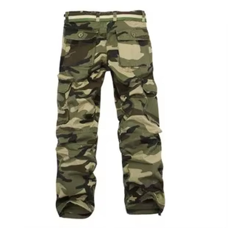 HOO 2025 Men'S Fashion Casual Loose Multiple Bag Camouflage Pants Youth Cotton DP Cargo Trousers
