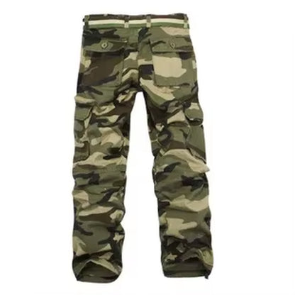 HOO 2025 Men'S Fashion Casual Loose Multiple Bag Camouflage Pants Youth Cotton DP Cargo Trousers