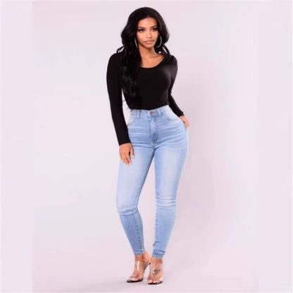 Sexy Jeans Women Denim Skinny Pants High Waist Stretch Lady Jeans Push up Leggings Slim Pockets Button Pencil Jeans Women Pants
