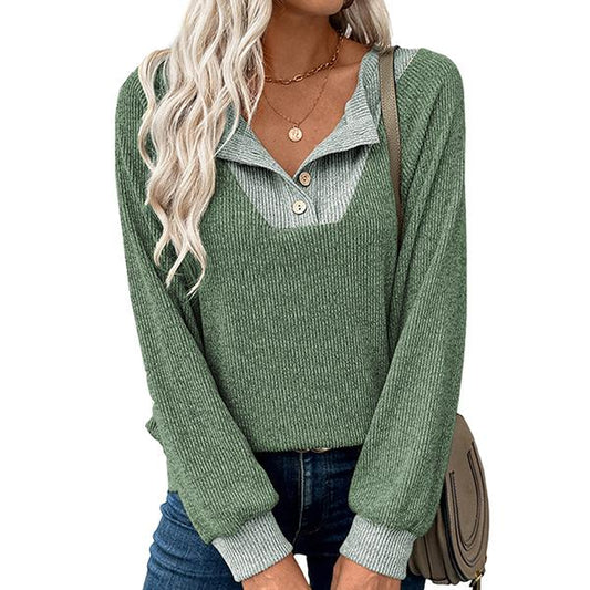 EVALESS Womens Fall Lightweight Puff Long Sleeve Sweatshirts,Lady Drop Shoulder Button up V Neck Shirts,Casual Basic Pullover Tops,2025 Fashion Womenswear Minimalist Fall Winter Outfits