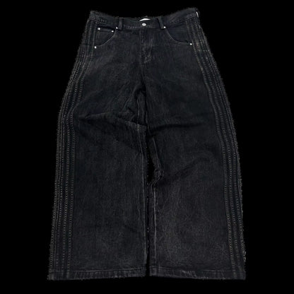 Y2K Baggy Jeans High Quality Embroidered Striped Harajuku Jeans Sweatpants Hip Hop Unisex Casual Wide Leg Denim Pants Streetwear