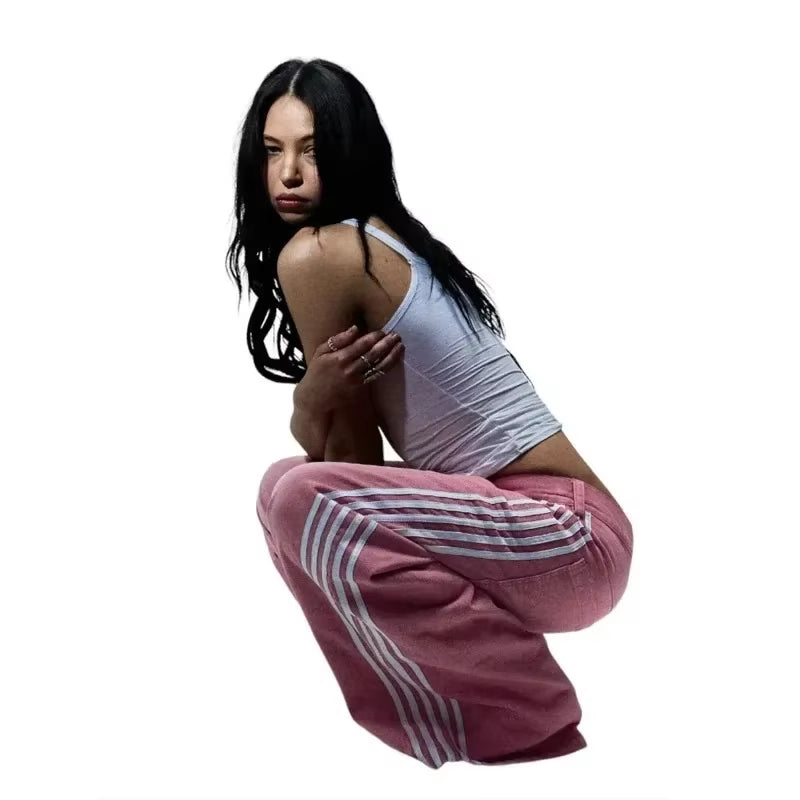 Y2K Baggy Jeans High Quality Embroidered Striped Harajuku Jeans Sweatpants Hip Hop Unisex Casual Wide Leg Denim Pants Streetwear