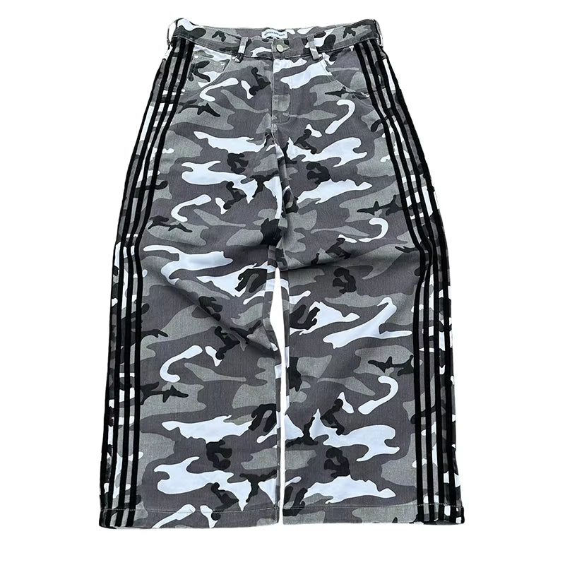 Y2K Baggy Jeans High Quality Embroidered Striped Harajuku Jeans Sweatpants Hip Hop Unisex Casual Wide Leg Denim Pants Streetwear