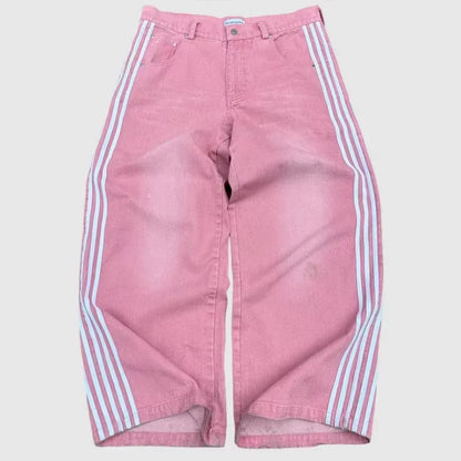 Y2K Baggy Jeans High Quality Embroidered Striped Harajuku Jeans Sweatpants Hip Hop Unisex Casual Wide Leg Denim Pants Streetwear