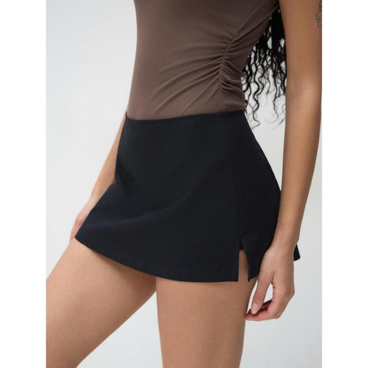 Cider - 4 Colors, US Size 0-24, Low Rise Split Mini Skort for Daily Casual Wear, Fitted Bodycon Skirt with Built-In Shorts