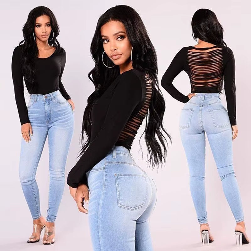 Sexy Jeans Women Denim Skinny Pants High Waist Stretch Lady Jeans Push up Leggings Slim Pockets Button Pencil Jeans Women Pants