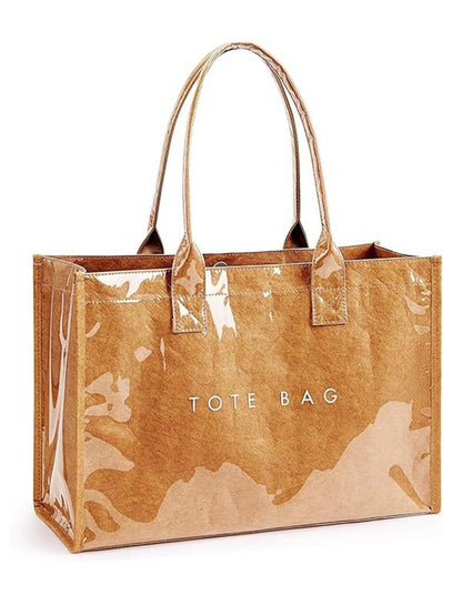 Women'S Retro Checkered Letter Print Casual Tote Bag, Large Capacity Transparent Commuter Handbag, Versatile Daily Use Shoulder Bag